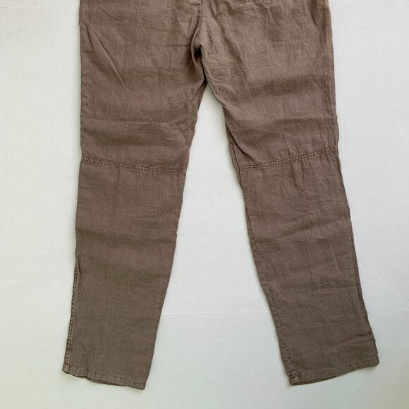 James Perse Soft Drape Pants Women Cargo Pigment Brown 100% Linen Drawstring NWT - Picture 2 of 15